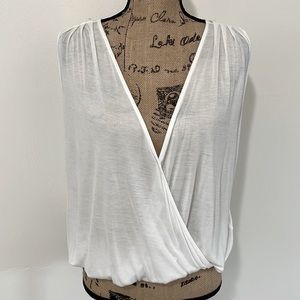 SOFT JOIE Wrap Style Deep V-Neck Blouse in Cream